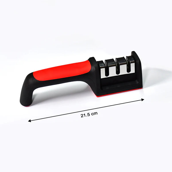 Manual Red Knife Sharpener 3 Stage Sharpening Tool For Ceramic Knife And Steel Knives.