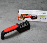 Manual Red Knife Sharpener 3 Stage Sharpening Tool For Ceramic Knife And Steel Knives.